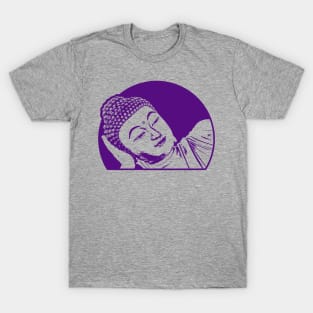 Reclining Buddha Art Dark Purple Color T-Shirt